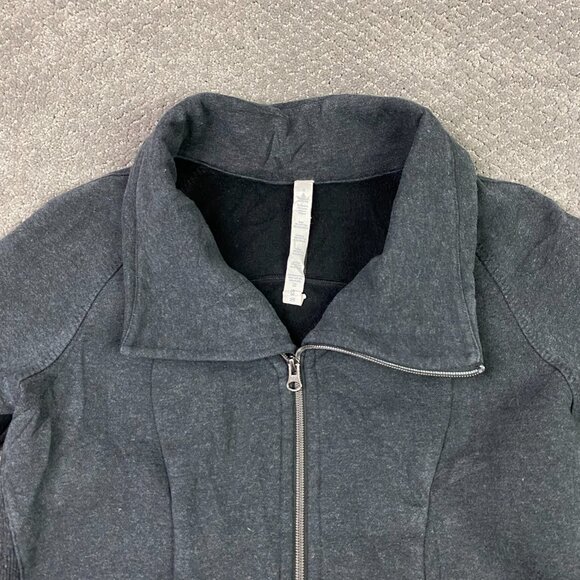Lululemon Cozy Cuddle Up Full Zip Jacket Sweatshirt Womens 8 Gray Gym Athleisure - Picture 2 of 11